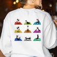 Boston Terriers Yoga Asana Pose And Meditation Women's Sweatshirt Back Print White