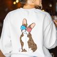 Brindle Boston Terrier Dog Patriotic Shirt USA Flag Women's Sweatshirt Back Print White
