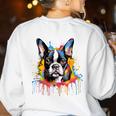 Colorful Boston Terrier Dog For Men Women Kids Women's Sweatshirt Back Print White