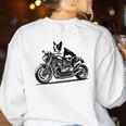 Cool Boston Terrier Riding a Motorcycle Biker Dog Lover For Men Women Kids Women's Sweatshirt Back Print White