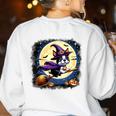 Cute Boston Terrier Halloween Costume Dog Lover Women Girls Women's Sweatshirt Back Print White