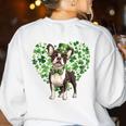Cute Boston Terrier Shamrock St Patrick's Day Dog Lover Men Women Kids Women's Sweatshirt Back Print White