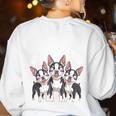 Cute Cartoon For Dog Owners Pet Team Boston Terrier Women's Sweatshirt Back Print White