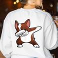Dabbing Red Boston Terrier Dab Dance Dog Men Women Kids Women's Sweatshirt Back Print White