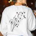 Dandelion Boston Terrier Flower Floral Bostie Tree Women's Sweatshirt Back Print White