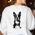 Dog Boston Terrier For Men Women Women's Sweatshirt Back Print White