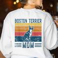 Dog Boston Terrier Mom Vintage Boston Terrier Mom Women's Sweatshirt Back Print White