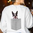 Dog In Your Pocket Boston Terrier For Men Women Girls Kids Women's Sweatshirt Back Print White