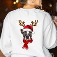Family Matching Reindeer Xmas Boston Terrier Christmas Women's Sweatshirt Back Print White
