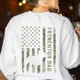 Frenchton Dad French Bulldog Boston Terrier Camo USA Flag Women's Sweatshirt Back Print White