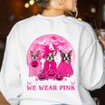 Ghost And Witch Boston Terrier Dog In October We Wear Pink Women's Sweatshirt Back Print White