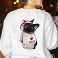 Girls I Heart Mom Love Mama Boston Terrier Dog Lover Women's Sweatshirt Back Print White