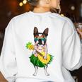 Hawaiian Boston Terrier Dog Pineapple Ukulele Summer For Men Women Girls Kids Women's Sweatshirt Back Print White