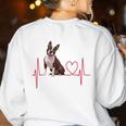 Heartbeat Boston Terrier Dog Women's Sweatshirt Back Print White