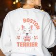 It’s A Boston Terrier Day Pet Cute Dog Lover Cartoon Women's Sweatshirt Back Print White