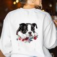 Just a Woman Who Loves Her Boston Terrier Cute Dog Mom Women's Sweatshirt Back Print White