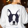 Kids Boston Terrier Dog For Women And Girls Women's Sweatshirt Back Print White