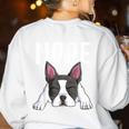 Nope Boston Terrier Puppy Dog Bostie Lover Men Women Girls Kids Women's Sweatshirt Back Print White