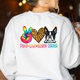 Peace Love Boston Terrier Tie Dye Dog Lover For Men Women Girls Kids Women's Sweatshirt Back Print White