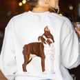 Red Boston Terrier Dog Women's Sweatshirt Back Print White