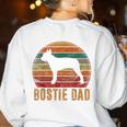 Retro Boston Terrier Dad Dog Owner Pet Bostie Father Women's Sweatshirt Back Print White