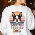 Retro Boston Terrier Dad Women's Sweatshirt Back Print White