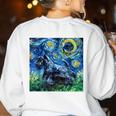 Scottish Terrier Starry Night Scotty Dog Art By Aja Women's Sweatshirt Back Print White