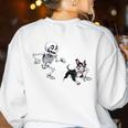Skeleton Chasing Dog Boston Terrier Halloween Pet Lover Women's Sweatshirt Back Print White