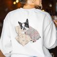 Sleepy Boston Terrier Pajama Men Women Kids Women's Sweatshirt Back Print White