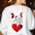 Valentine's Day Boston Terrier Dog Vector Women's Sweatshirt Back Print White