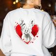 Valentine's Day Boston Terrier Dog Women's Sweatshirt Back Print White