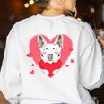 Valentine's Day Boston Terrier Heart Women's Sweatshirt Back Print White