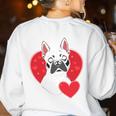 Valentine's Day Boston Terrier Women's Sweatshirt Back Print White