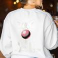 Vintage Boston Terrier Blowing Bubble Gum American Gentleman Women's Sweatshirt Back Print White