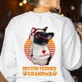 Vintage Boston Terrier Grandma Wear Sunglasses Dog Lover Men Women Girls Kids Women's Sweatshirt Back Print White