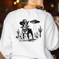 Vintage Boston Terrier UFO Western Wild West Dog Mom Dad Women's Sweatshirt Back Print White