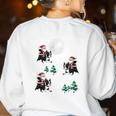 Xmas Tree Santa Riding Boston Terrier Christmas Women's Sweatshirt Back Print White