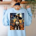 Aesthetic Halloween Boston Terrier Dog Witch Pumpkin For Men Women Kids Women's Sweatshirt Back Print Light Blue