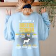 Anatomy Of Boston Terrier Dog Lover Women's Sweatshirt Back Print Light Blue