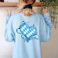 Bavarian Flag As Heart Blue Diamond Bavaria Women's Sweatshirt Back Print Light Blue