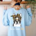 Birthday And Mother's Day -Boston Terrier Mom Women's Sweatshirt Back Print Light Blue