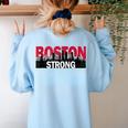 Boston Strong Logo Vintage Boston City Skyline Women's Sweatshirt Back Print Light Blue