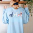 Boston Terrier 4th Of July Dog Patriotic USA Flag Man Woman Women's Sweatshirt Back Print Light Blue