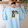Boston Terrier 4th Of July US American Flag Dog Patriotic Women's Sweatshirt Back Print Light Blue