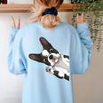 Boston Terrier Bostie Dog Kids Boys Girls Women's Sweatshirt Back Print Light Blue