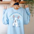 Boston Terrier Boy Cute Cartoon Dog Owner Pet Boston Terrier Women's Sweatshirt Back Print Light Blue