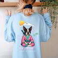 Boston Terrier Boston Bull Terrier Women's Sweatshirt Back Print Light Blue