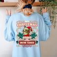 Boston Terrier My Christmas Spirit Dog Santa Claus X-Mas Women's Sweatshirt Back Print Light Blue