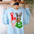 Boston Terrier Christmas Tree Lights Santa Dog Xmas For Men Women Kids Women's Sweatshirt Back Print Light Blue