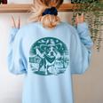 Boston Terrier Cowboy UFO Shirt Vintage Western Dog Mom Tee Women's Sweatshirt Back Print Light Blue